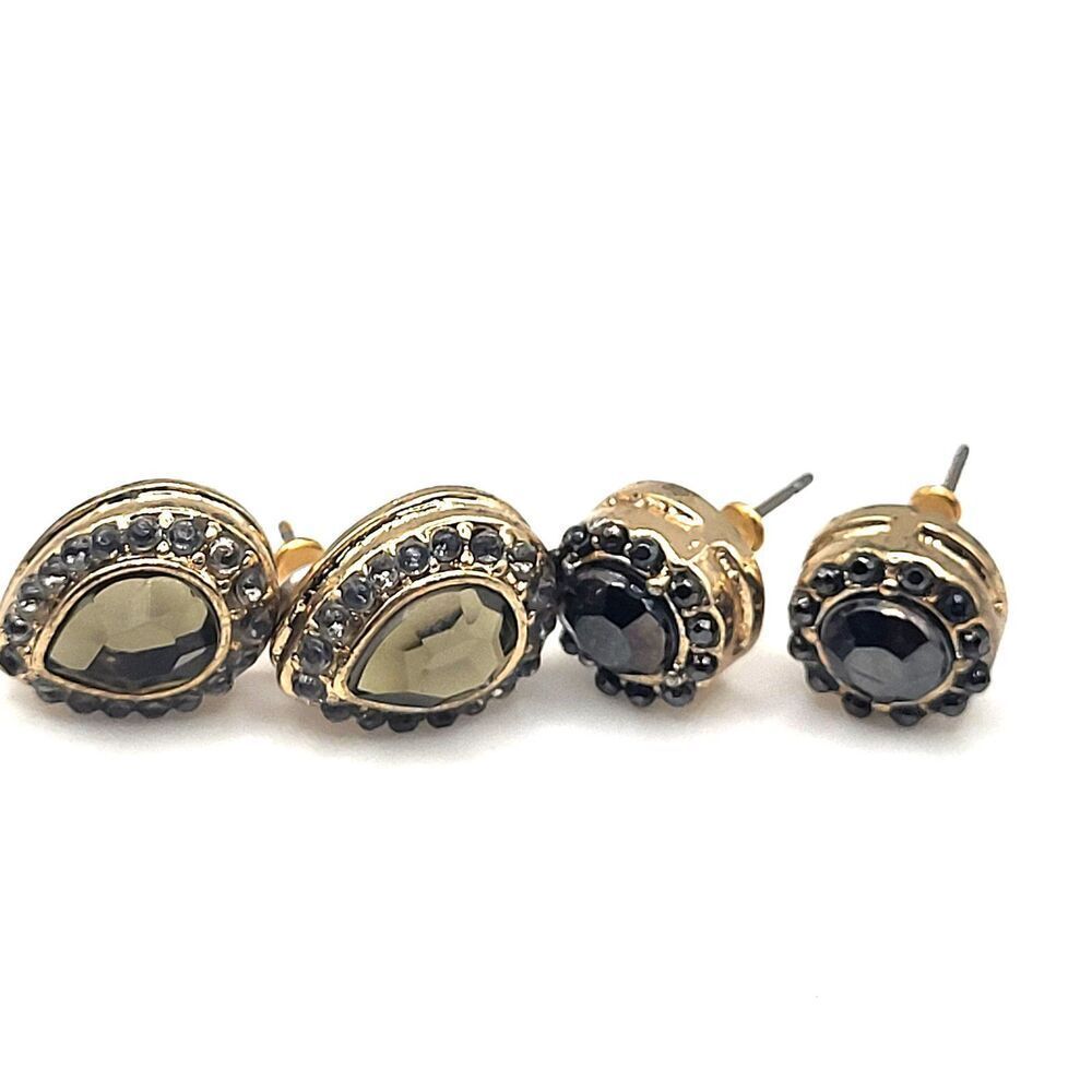 Lot of 2 Smoke Grey Post Stud Earrings Baroque